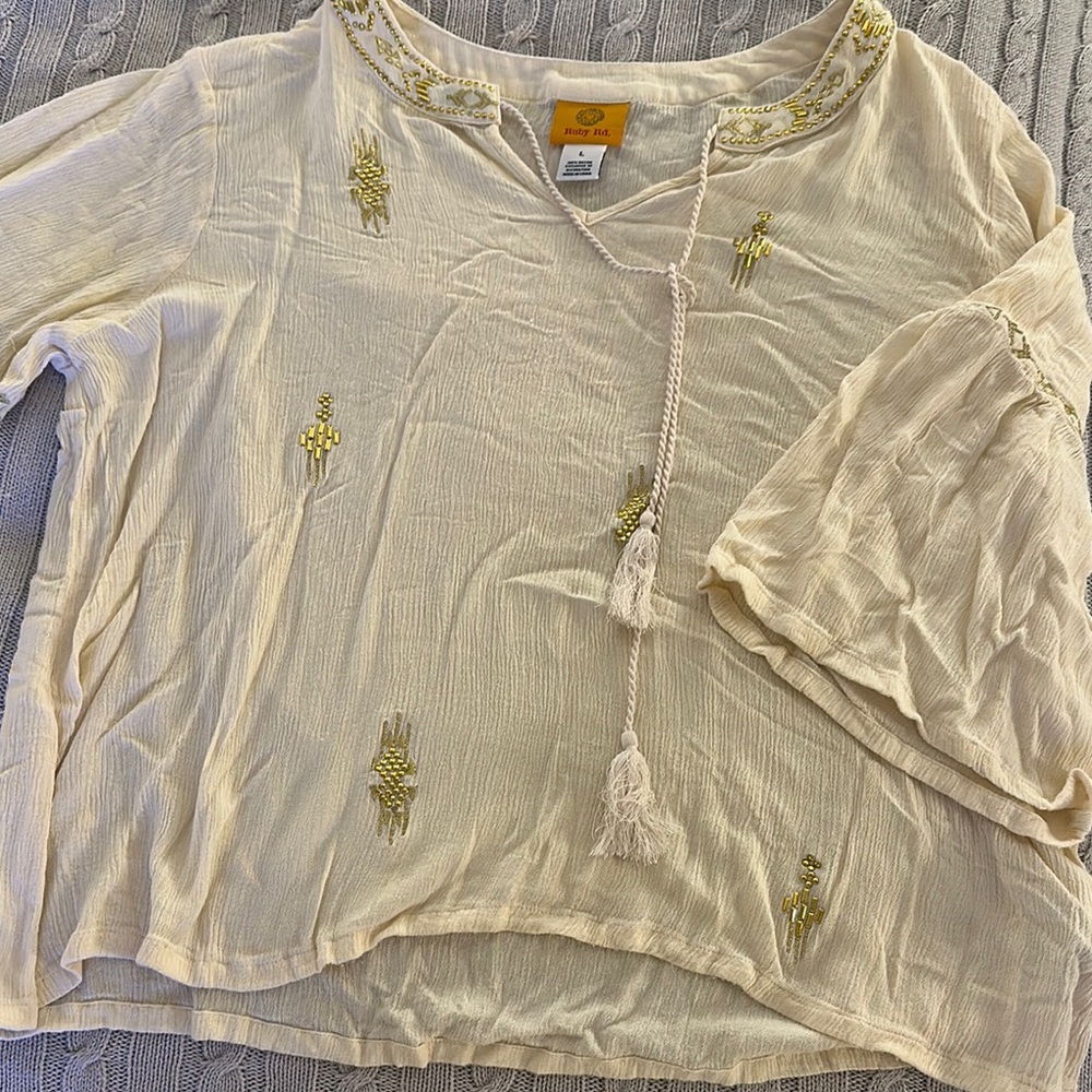 Ruby Rd Suze Large Cream Embroidered Women's Top